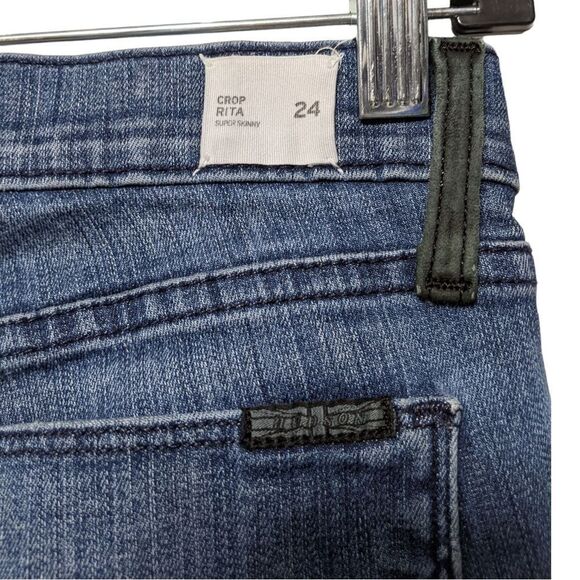 HUDSON Women’s Crop Rita Super Skinny Jeans Leather Trim 24 - Picture 10 of 11